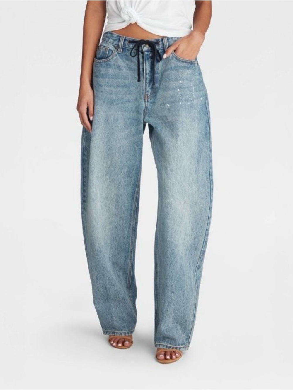 KBB by Kahlana Paint Splatter Straight Leg Jeans Size 8 NWT Vintage Wash